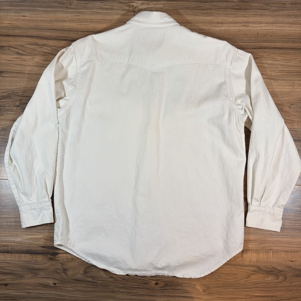 VTG Levi's Red Tab Mens MD White Denim Pearl Snap Western Long Sleeve Shirt 90s - Picture 13 of 14